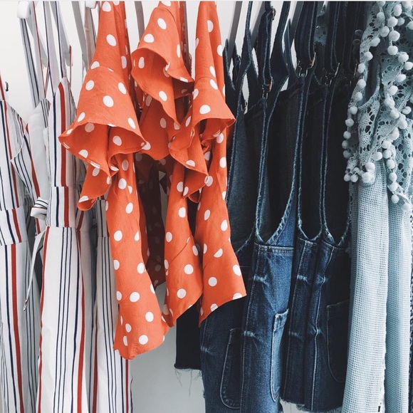 SOLD Tularosa Winnie Blouse Orange Polka Dot - Picture 3 of 5